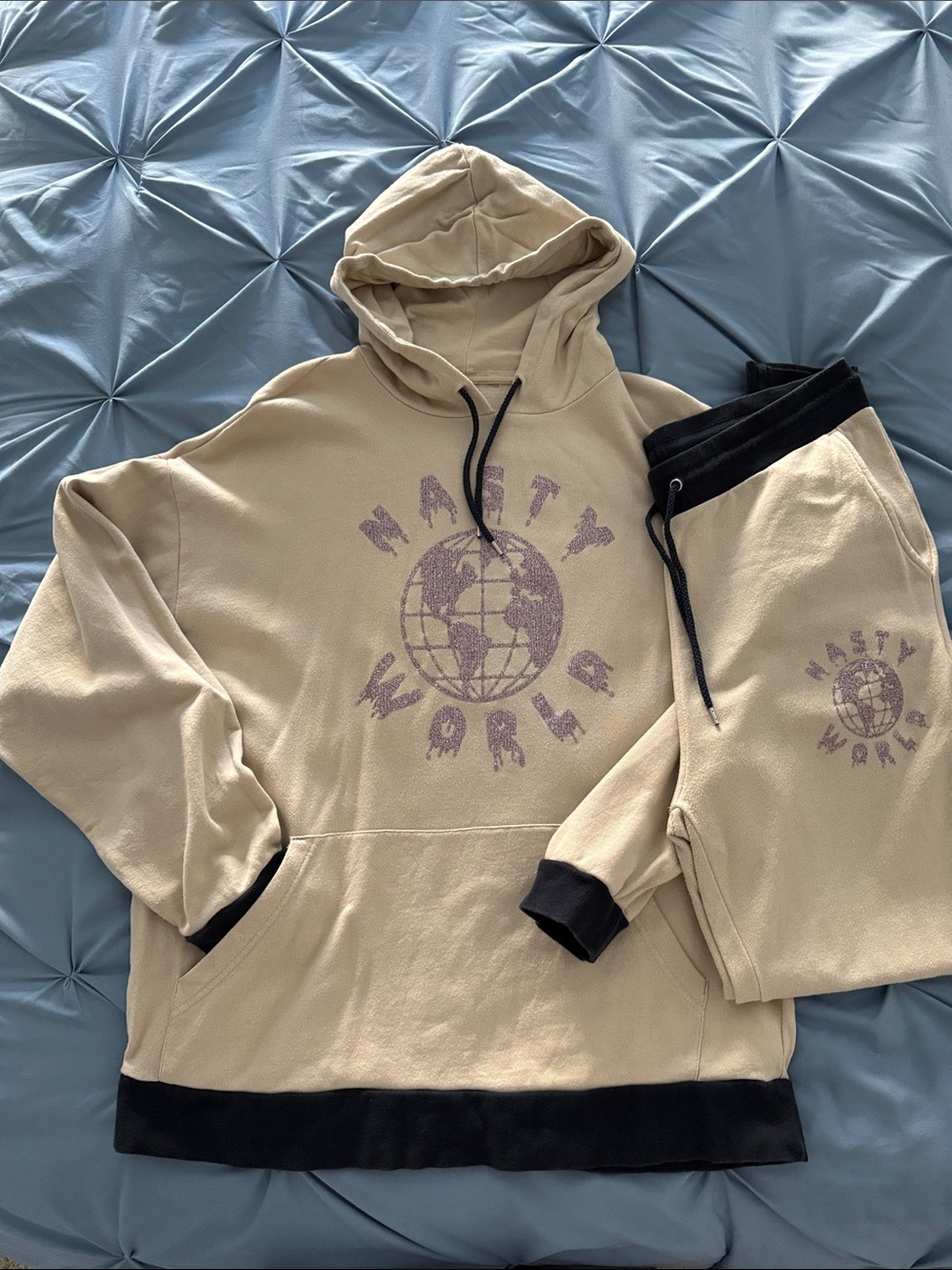 Men's Tan Hooded Sweatshirt Jogger Set
